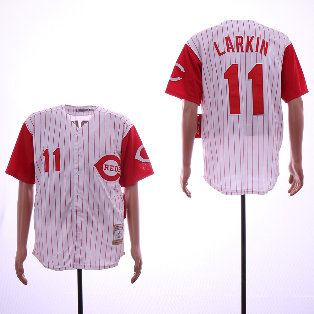 Men MLB Cincinnati Reds #11 Larkin white  jerseys